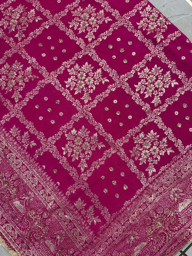Handwork Banarasi Dupatta - Silk, Multiple Sizes, Red | Anti Wrinkle, Dry Cleaning, Washable, Casual Style