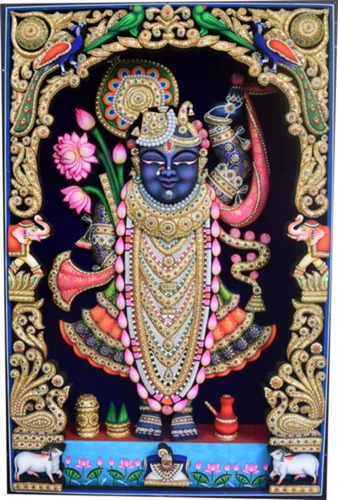 Heavy Live Charan Shringar Painting Shreenathji Painting - Design Type: 4D Religious