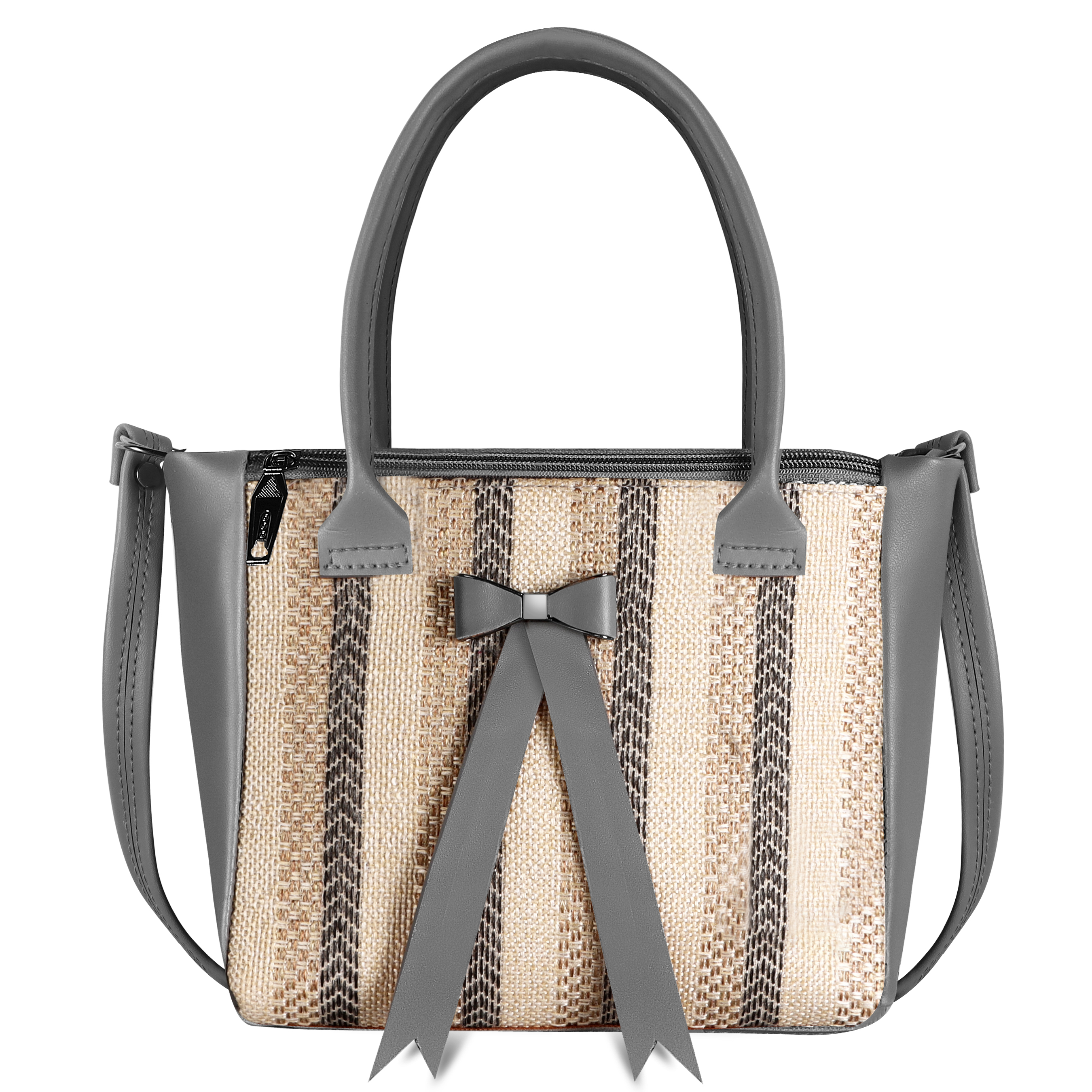 LOREM Grey Glamorous Faux Leather Handbag For Women And Girls HB24