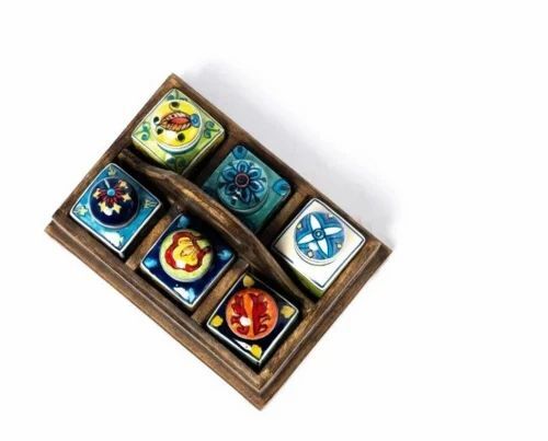 Printed 6 Piece Ceramic Spice Jar Set