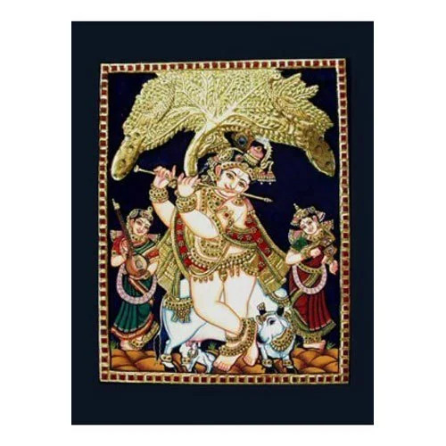 Radha Krishna Tanjore Painting - Features: Decorative Art