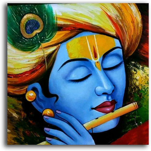 Shree Krishna Painting With Silver Work - Mount Type: Wall Mount