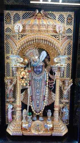 Shreenathji Sehra Shringar 4D Charan Painting With Gold Leaf Work - Mount Type: Wall Mount
