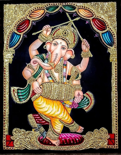 18 Inch Lord Ganesha Tanjore Painting - Features: Elegant Finish