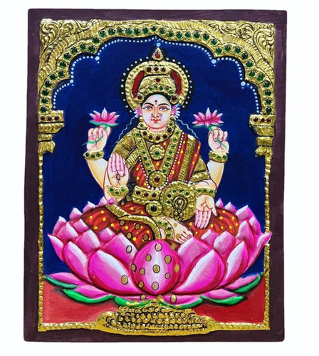22 Inch Lakshmi Tanjore Painting - Design Type: Traditional