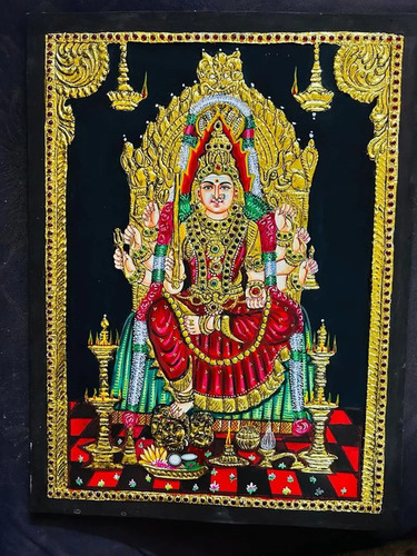25 Inch Samayapura Mariamman Tanjore Painting - Features: Premium Artwork