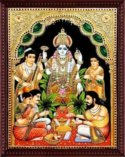 32 Inch Sathya Narayana Tanjore Painting - Design Type: Devotional
