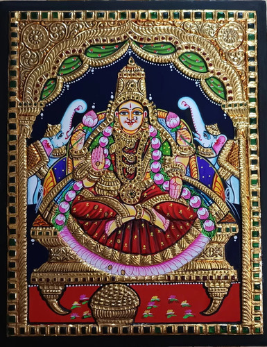 Goddess Gajalakshmi Tanjore Art Painting For Home Decor - Features: Elegant Artwork
