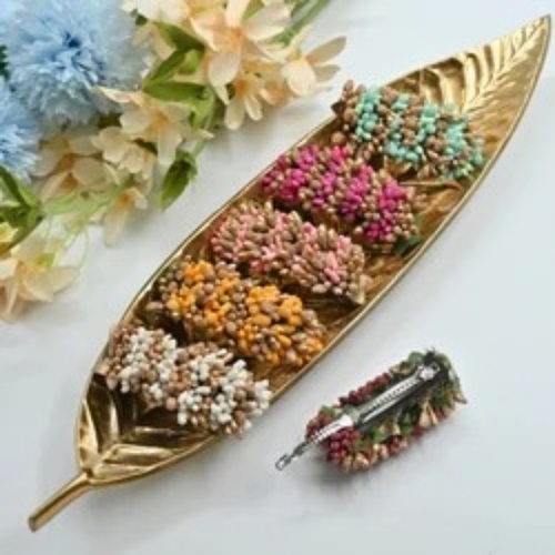 Handmade Golden Colour Pollen Flowers Hair Clip