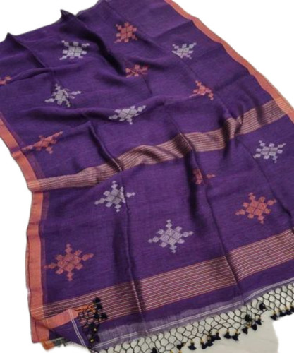 Ladies Linen Zari Border Sarees