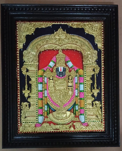 Premium Venkateswara Balaji Tanjore Painting - Features: Rich Gold Artwork