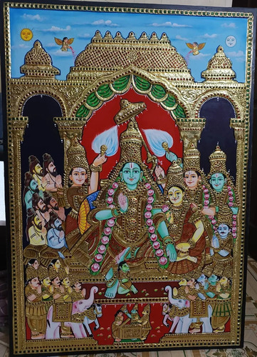Ramar Pattabhishekam Tanjore Painting - Design Type: Royal Theme