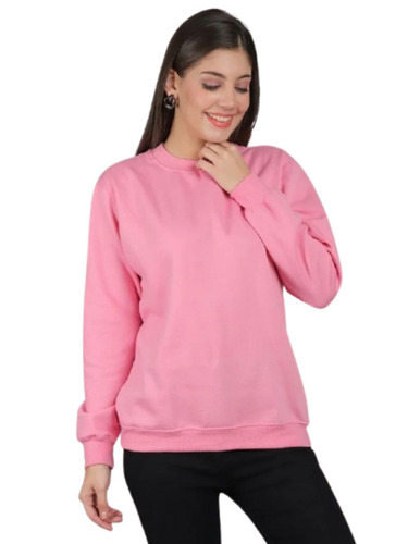 Women Pink Full Sleeve Sweatshirt