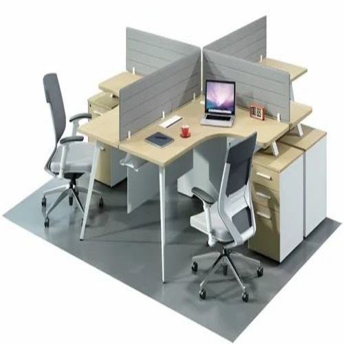 4 Seater Beige Office Workstation Furniture