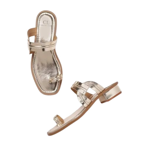 Ladies Golden Color Flat Sandals