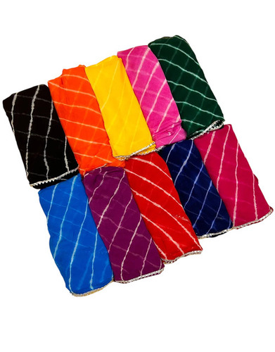 Beautiful Leheriya Print Dupatta With 4 Side Lace