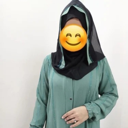 Delicate Daman Stone Front Open Abaya Made In Imported Cye Crush Fabric