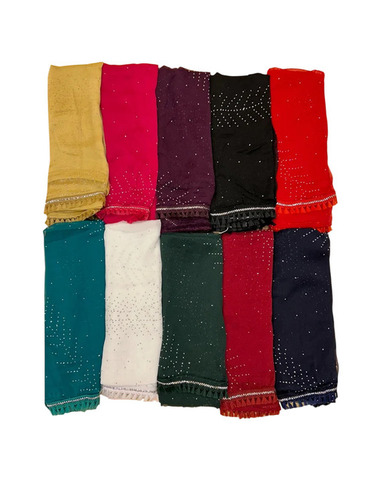 Elegant Naznin Dupatta With Stone Work And Lace Border