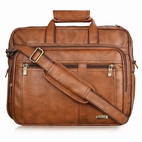 Plain Brown Leather Office Bag