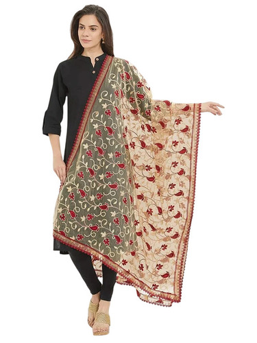 Soft Net Embroidered Dupatta With Lace Border