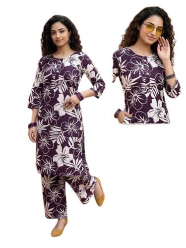 Ladies Casual Wear Rayon Kurti Set