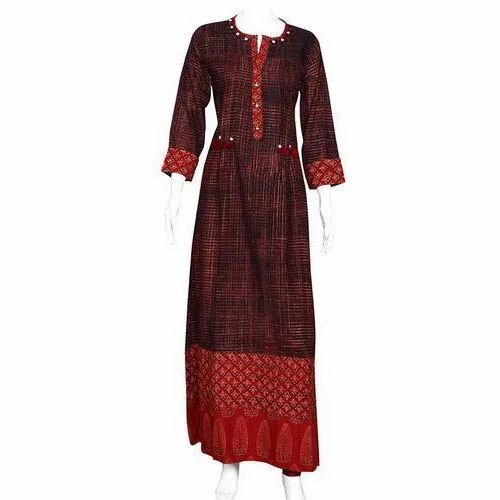 Ladies Jaipuri Anarkali Cotton Kurti - Color: Multi Color