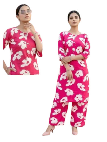 Ladies Straight Rayon Kurti Set