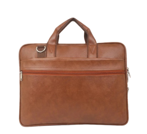 Tan Brown Pu Leather Laptop Bag