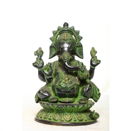10 X 7 Inch Bronze Sitting Ganesh Statue - Design Type: Table Top
