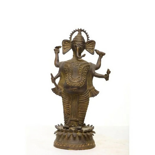 13 X 6 Inch Tribal Bronze Ganesh Statue - Design Type: Table Top