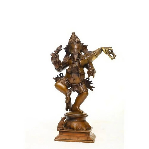 13 X 9 Inch Bronze Dancing Ganesh Statue - Design Type: Floor Mount