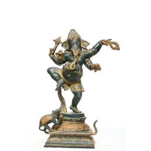 19 X 8 Inch Bronze Ganesh Dancing Statue - Design Type: Floor Mount