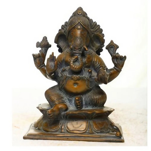 7 X 5 Inch Bronze Ganesh Statue - Design Type: Table Top