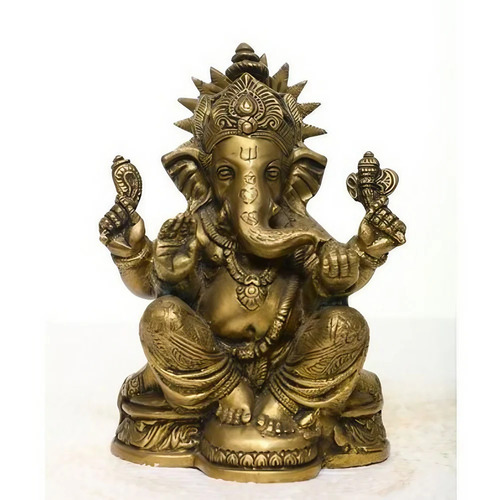 7 X 6 Inch Bronze Ganesh Statue - Design Type: Table Top