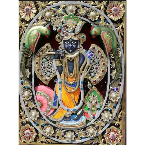 Banke Bihari Gold Work Painting - Color: Multi Color