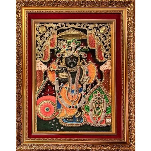 Banke Bihari Pure Gold Work Painting - Color: Multi Color