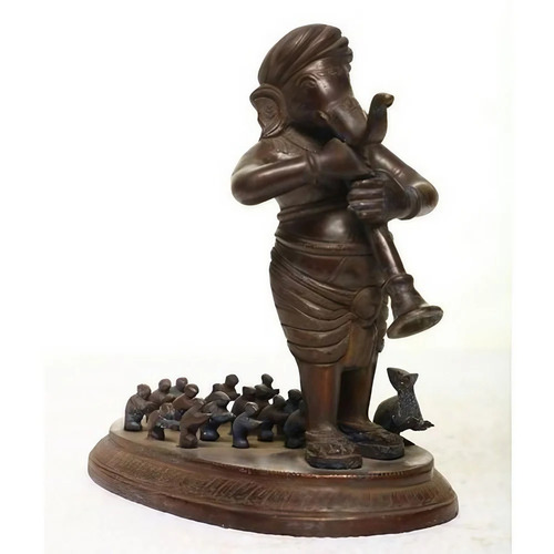 Bronze Musical Ganesh Statue - Design Type: Table Top