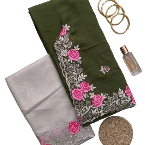 Chiffon Sarees - Color: Rama