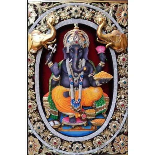 Cultural Heritage Tanjore Ganesh Painting - Color: Multi Color