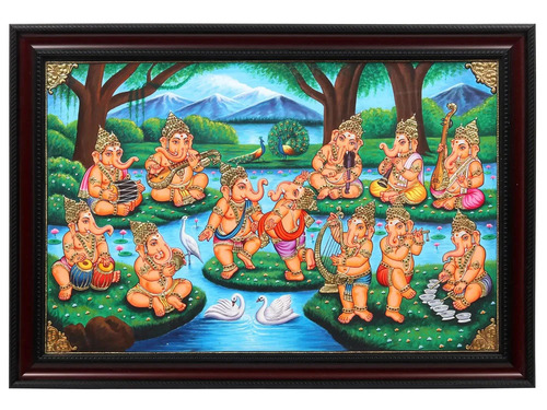 Ganesh Tanjore Painting - Color: Multi Color