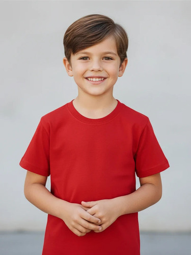 Kids Plain Red Round Neck T Shirt
