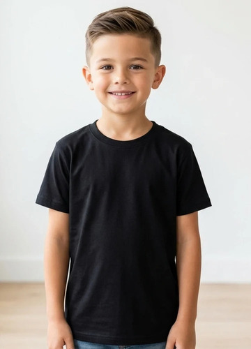 Kids Plain Round Neck T Shirt - Cotton, All Size, Black | Anti Wrinkle, No Fade, Skin Friendly, Comfortable