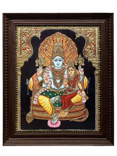 Lakshmi Narayana Tanjore Painting - Color: Multi Color