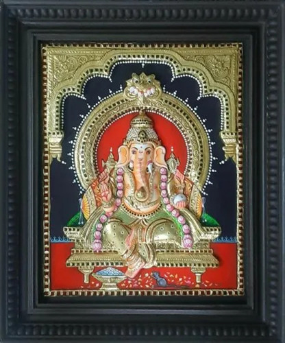 Lord Ganesha Tanjore Painting - Color: Multicolor