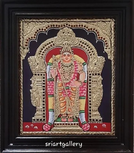 Lord Murugan Tanjore Painting - Color: Multicolor