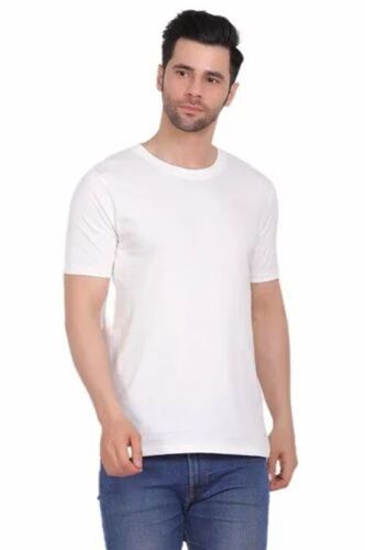 Mens White Color Round Neck T Shirt