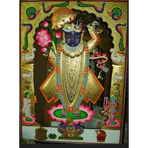Miniature Shrinathji Gold Work Painting - Color: Multi Color