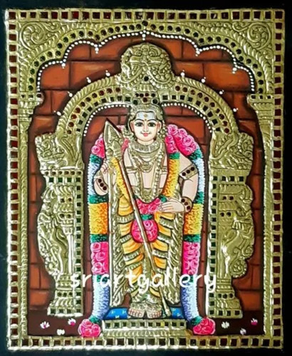 Murugar Tanjore Painting - Color: Multicolor