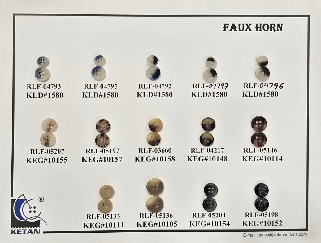 Polyester Faux Horn Buttons - Color: Multiple
