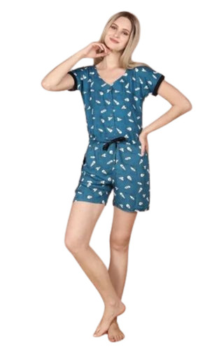Printed Half Sleeve Women Jumpsuit - Design: Standard